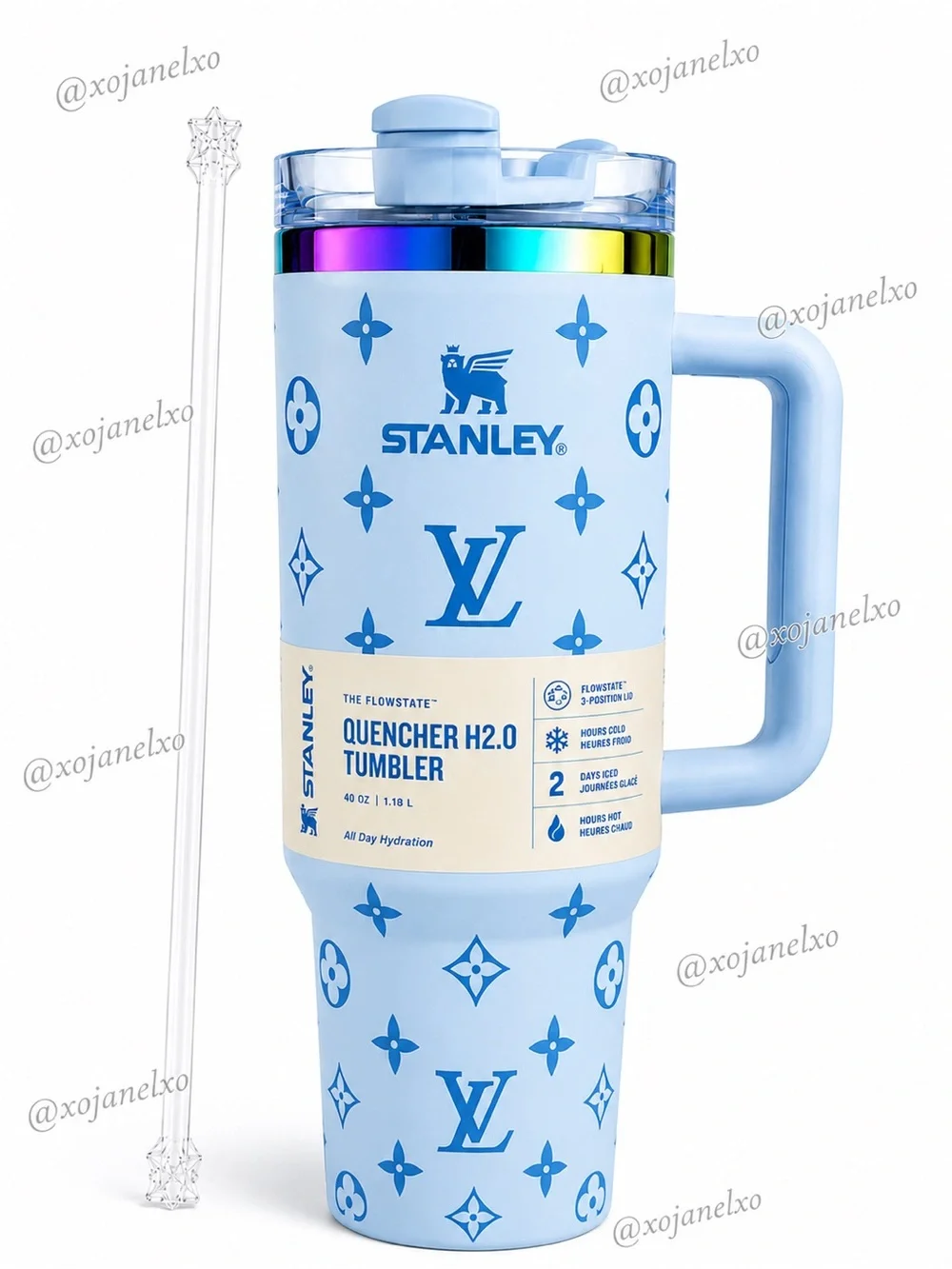 Stanley Light Blue Designer-Pattern Quencher H2.0 Tumbler